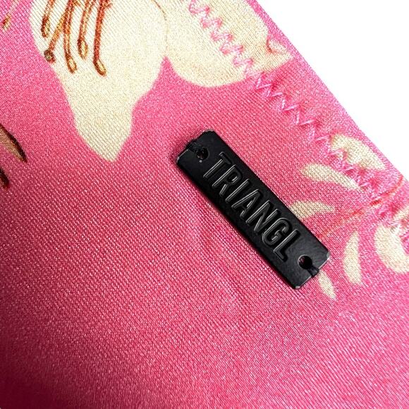 TRIANGL Bikini Bottoms Tropical Print Neoprene Pink Green Swimsuit Women's Small - Picture 7 of 8